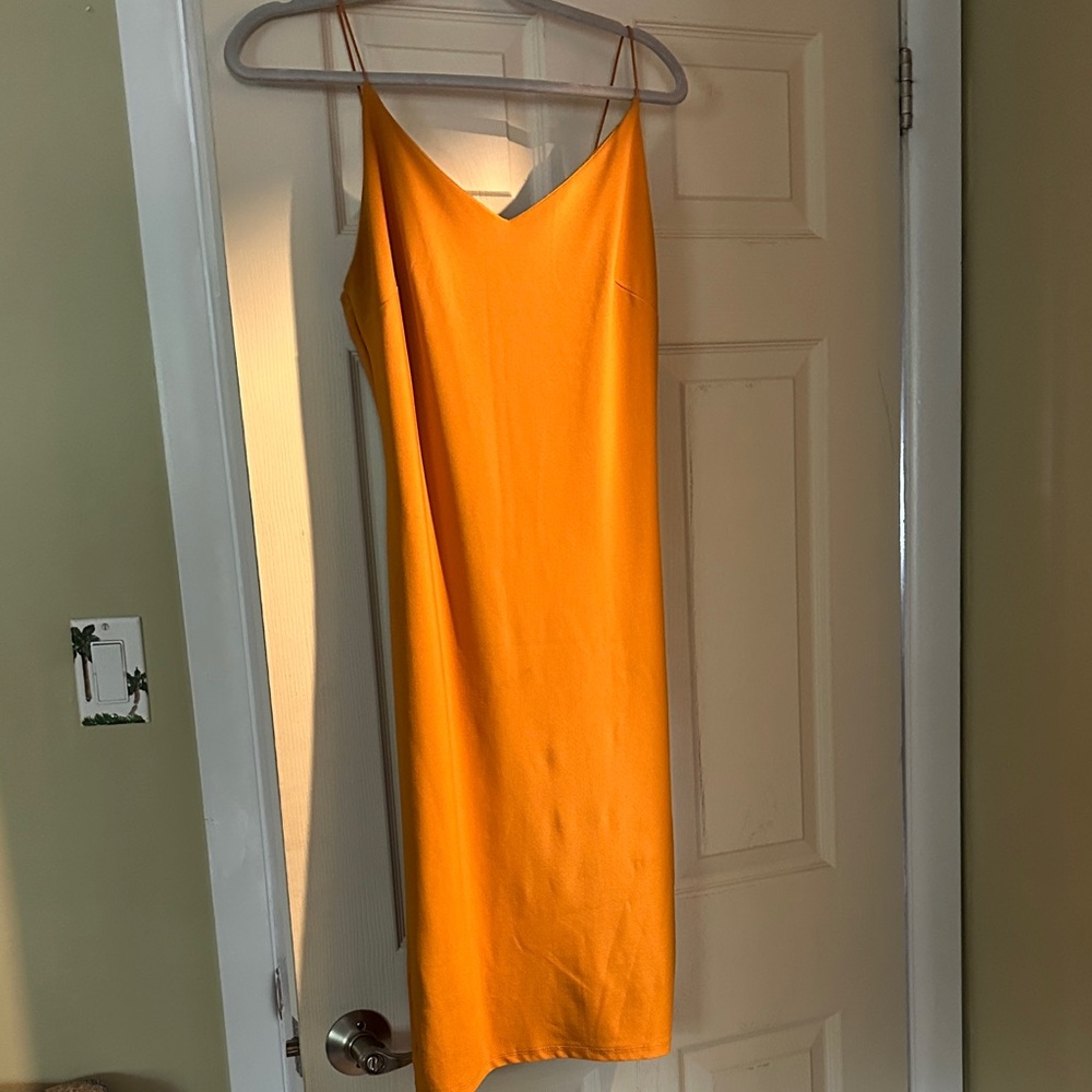 Mind Code Vibrant Orange Midi Dress - image 1